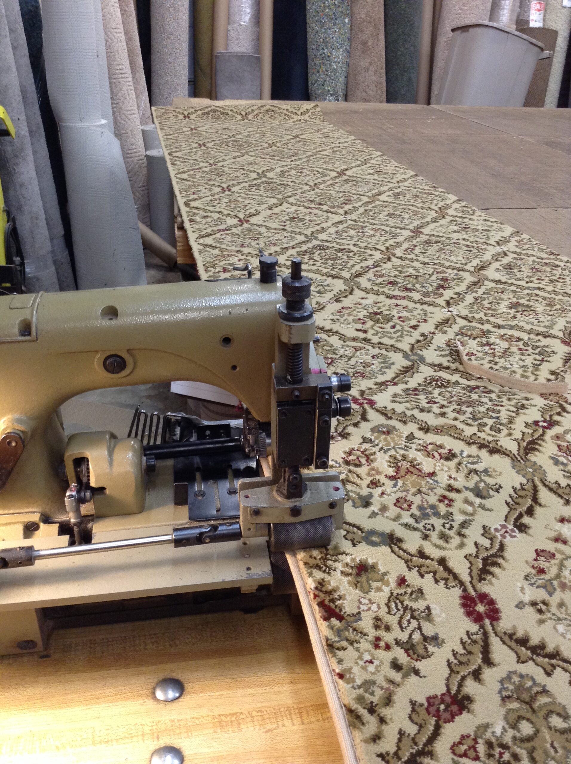 Serging a floral rug